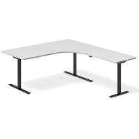 Office hæve-sænkebord højrevendt 180x200cm lysgrå med sort stel