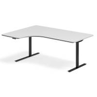 Office hæve-sænkebord venstrevendt 180x120cm lysgrå med sort stel