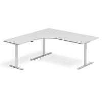 Office hæve-sænkebord venstrevendt 180x180cm lysgrå med alugråt stel