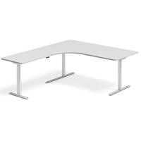 Office hæve-sænkebord venstrevendt 180x200cm lysgrå med alugråt stel