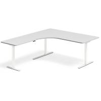 Office hæve-sænkebord venstrevendt 180x200cm lysgrå med hvidt stel
