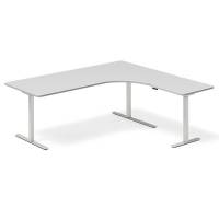 Office hæve-sænkebord højrevendt 200x180cm lysgrå med alugråt stel
