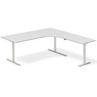 Office hæve-sænkebord højrevendt 200x200cm lysgrå med alugråt stel