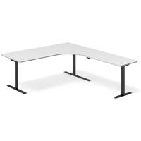 Office hæve-sænkebord 200x220cm i lys grå med sort stel højrevendt