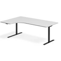 Office hæve-sænkebord venstrevendt 200x120cm lysgrå med sort stel