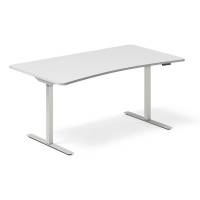 Hæve-sænke bord med bue 160x80cm lysgrå med sølv stel