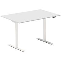 Office hæve-sænkebord 120x80cm lysgrå med hvidt stel