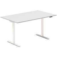 Office hæve-sænkebord 140x80cm lysgrå med hvidt stel