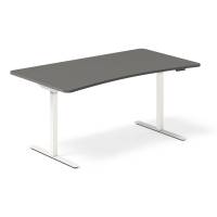 Hæve-sænke bord med bue 160x80cm antracit med hvidt stel