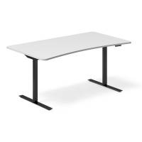 Hæve-sænke bord med bue 160x80cm lysgrå med sort stel