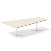 Office konferencebord trapezformet 260x161,5cm Birk med hvidt stel