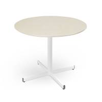 Cruzo konferencebord Ø120cm i birk laminat med hvidt stel
