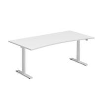 Ekoflex Hæve-sænkebord med bue 180x90cm lysgrå med sølv stel