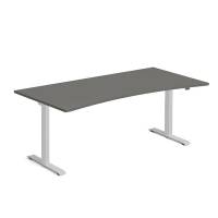 Ekoflex Hæve-sænkebord med bue 180x90cm antracit med sølv stel