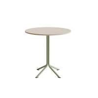 Atlas cafébord Ø90cm i hvidpigmenteret eg med grønt stel, højde 90cm