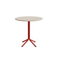Atlas cafébord Ø90cm i hvidpigmenteret eg med rødt stel, højde 90cm