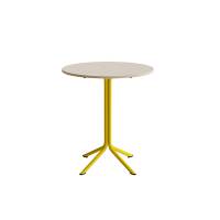 Atlas cafébord Ø80cm i hvidpigmenteret eg med gult stel, højde 90cm