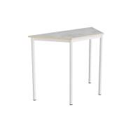 Office skrivebord trapezformet 120/60x52cm højde 90cm lys grå linoleum, hvidt stel