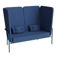 Tittut loungesofa 160 cm med blå tekstil og blåt stel