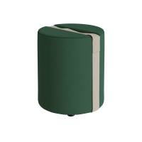 Wrap siddepuf 490mm med grøn tekstil og beige rem