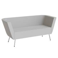 Piece loungesofa 172 cm med høje armlæn, metalben og lys grå tekstil