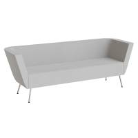 Piece loungesofa 215 cm med høje armlæn, metalben og lys grå tekstil