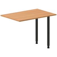 Office skrivebord tilbygning 100x60cm i bøg med sort stel