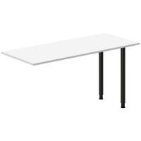 Office skrivebord tilbygning 140x60cm i hvid med sort stel