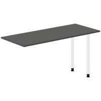 Office skrivebord tilbygning 140x60cm i antracit med hvidt stel