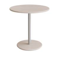 Cafébord Ø70cm, højde 72cm hvidpigmenteret ask på alugråt stel