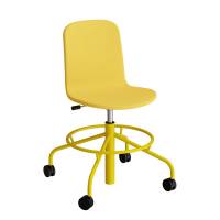 ADD elevstol på hjul med helbetrukket gult tekstil og gult stel