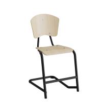 Fyran elevstol med sæde og ryg i birk laminat med sort stel