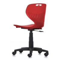 Tarris 3D elevstol med rødt sæde og sort 5-fods kryds med hjul