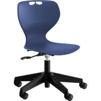 Tarris elevstol med blåt sæde og sort 5-fods kryds med hjul