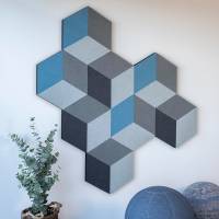 Cubism lydabsorbent vægabsorbent Ocean, pakke med 12 paneler