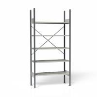 Lagerreol V06 med åben gavl 2100x1000x400mm lakeret lysegrå