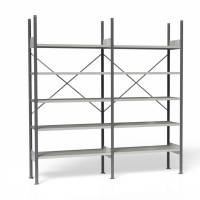 Lagerreol V06 med åben gavl 2100x2000x400mm lakeret lysegrå