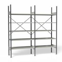 Lagerreol V06 med åben gavl 2100x2000x500mm lakeret lysegrå