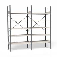Lagerreol V06 med åben gavl 2100x2000x600mm galvaniseret