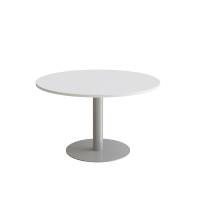 Cirkum bord Ø120cm 72cm høj i hvid laminat med alugråt stel