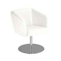 Hello 1S Round loungestol læder hvid