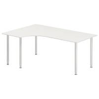 Office skrivebord venstrevendt 180x120cm hvid/alu
