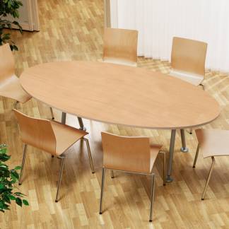 Konferencebord bådeformet 200x120cm bøg laminat