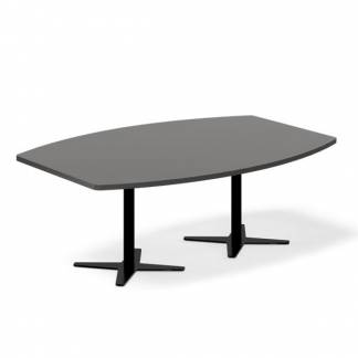 Konferencebord bådeformet 200x120cm antracit med sort stel