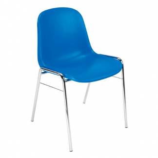Beta plastikstol med understel i krom, blå