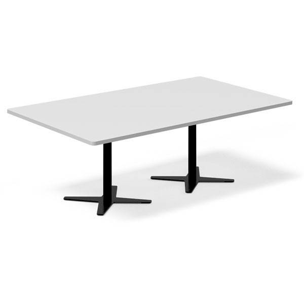 Office konferencebord rektangulært 200x120cm lysgrå med sort stel