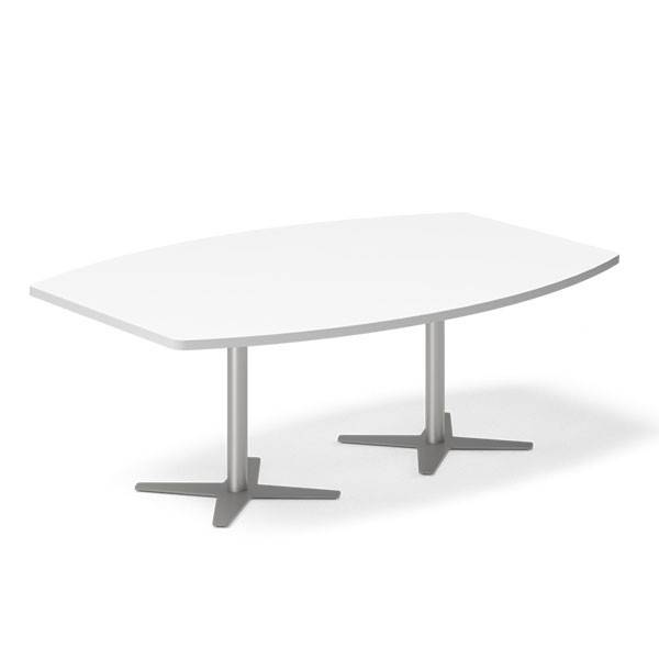 Office konferencebord bådformet 200x120cm hvid med alugråt stel