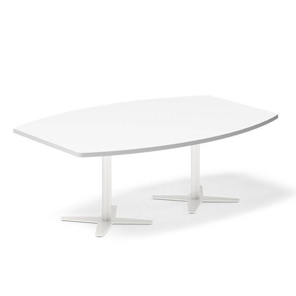 Office konferencebord bådformet 200x120cm hvid med hvidt stel