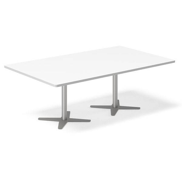 Office konferencebord rektangulært 200x120cm hvid med alugråt stel