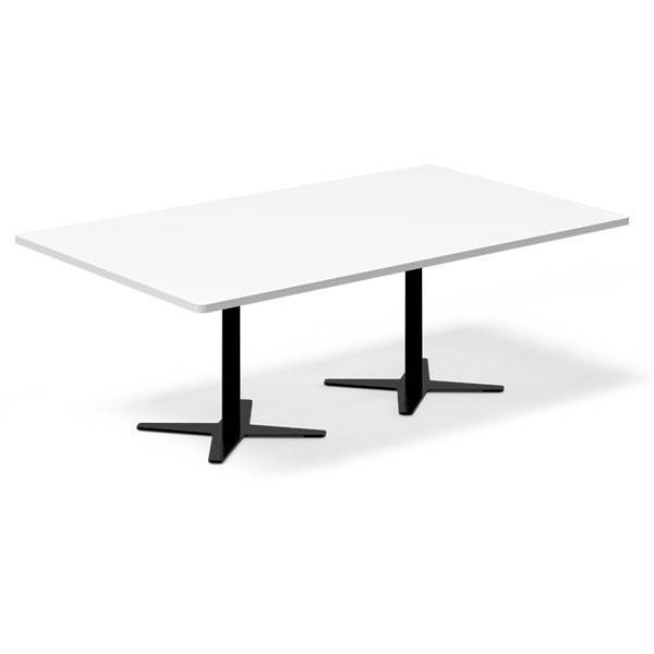 Office konferencebord rektangulært 200x120cm hvid med sort stel